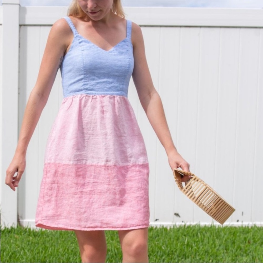 Cynthia Rowley linen colorblock linen dress